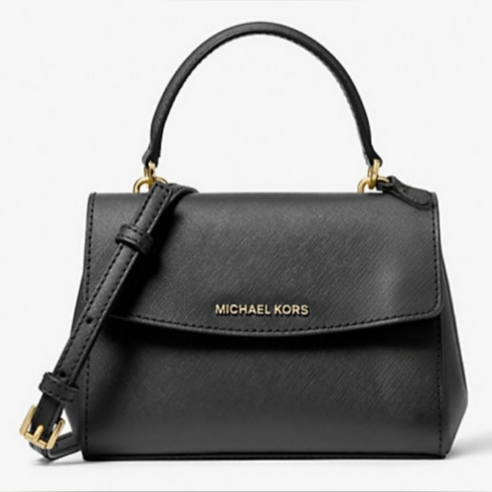Michael Kors - Black Saffiano Leather Satchel Crossbody Bag